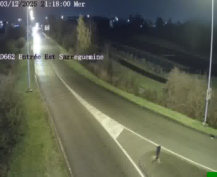 Point de vue trafic déployé sur D662 (France) à Sarreguemines, regardant vers Sarreguemines, aidant conducteurs et services à anticiper les flux.