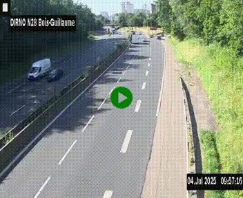Webcam routière à hauteur de Bois-Guillaume en périphérie de Rouen. Vue orientée vers Rouen