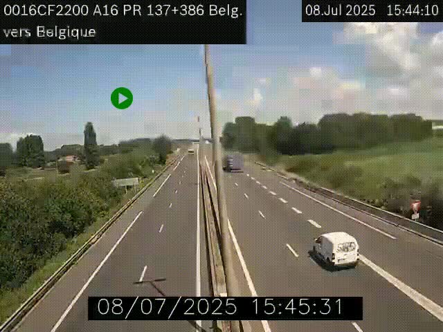 Webcam à la frontière franco-belge au niveau de Bray-Dunes/De-Panne sur l'autoroute A16. Vue orientée vers la Belgique