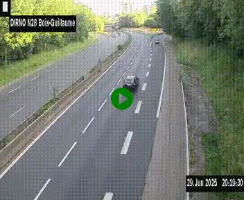 Webcam routière à hauteur de Bois-Guillaume en périphérie de Rouen. Vue orientée vers Rouen