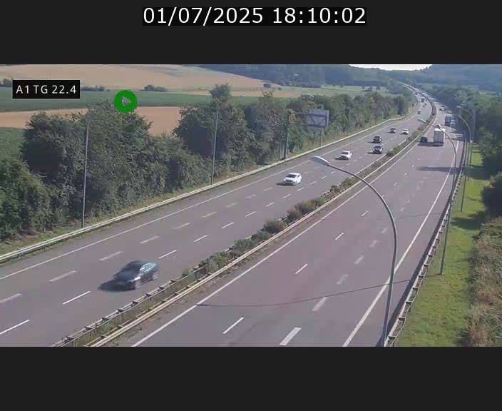 Traffic live webcam Luxembourg Flaxweiler - A1 direction Luxembourg - BK 22.4