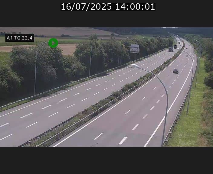 Traffic live webcam Luxembourg Flaxweiler - A1 direction Luxembourg - BK 22.4