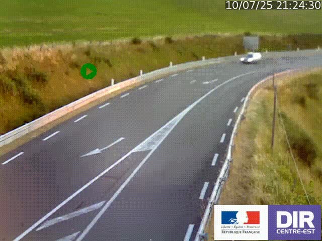 Webcam sur le col Pin Bouchain, vue orientée vers Roanne, en provenance de Lyon sur la nationale 7 (N7)