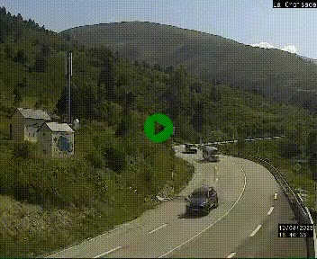 Webcam au carrefour de la croisade, à la jonction entre la N22 et la N320, avant le poste de douane franco-andorrane. Webcam à 1790 mètres d'altitude
