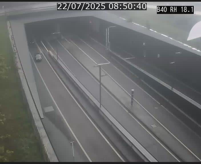 Webcam sur la route de contournement d'Esch-Belval avant le tunnel Central Gate au niveau de la porte de France et du radar fixe