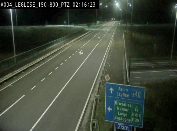 Webcam au-dessus de l'E411 sur la N40. Vue orientée vers Léglise en provenance de Neufchâteau
