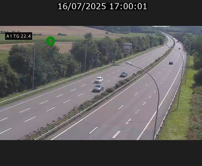 Traffic live webcam Luxembourg Flaxweiler - A1 direction Luxembourg - BK 22.4