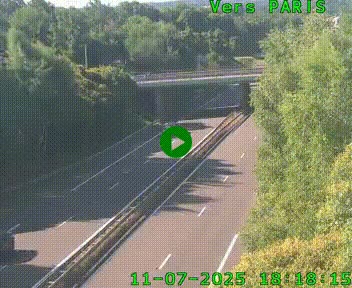 Caméra routière sur l'autoroute A20 au nord de Limoges, à la jonction avec la N520. Vue orientée vers Paris