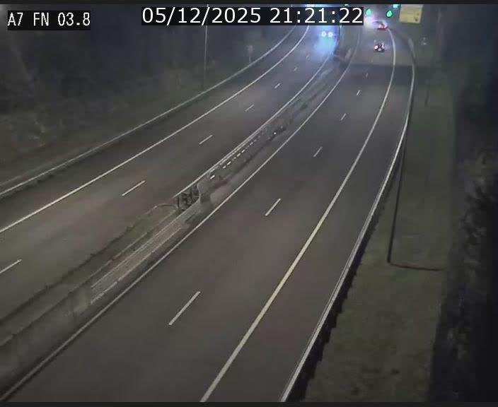 Caméra autoroute Luxembourg A7 - Passage à gibier Rëngelbour - direction Tunnel Stafelter