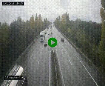 Webcam routière à la fin de la N10, en périphérique ouest d'Angouleme, proche de la jonction avec l'A10
