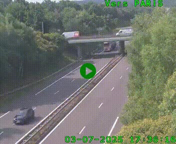 Caméra routière sur l'autoroute A20 au nord de Limoges, à la jonction avec la N520. Vue orientée vers Paris