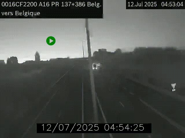 Webcam à la frontière franco-belge au niveau de Bray-Dunes/De-Panne sur l'autoroute A16. Vue orientée vers la Belgique