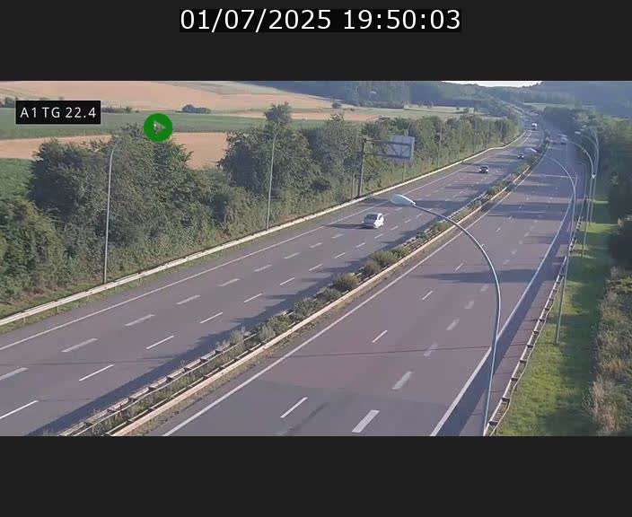 Traffic live webcam Luxembourg Flaxweiler - A1 direction Luxembourg - BK 22.4
