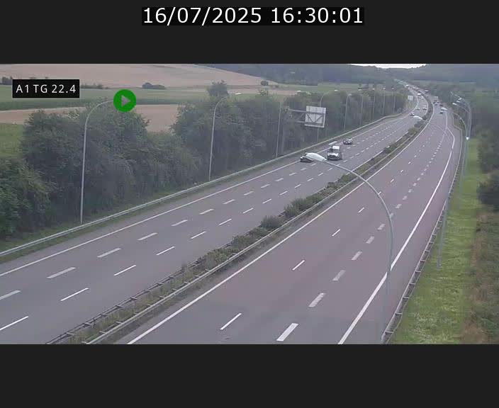 Traffic live webcam Luxembourg Flaxweiler - A1 direction Luxembourg - BK 22.4