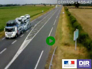 Webcam routière sur la RN7 à hauteur de Toulon-sur-Allier, entre Moulins et Vichy