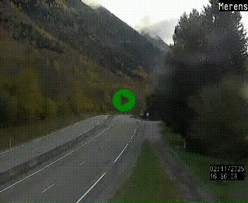 Webcam dans les Pyrénées à hauteur de Mérens-les-Vals sur N320, en direction de Pas de la Casa (Andorre)