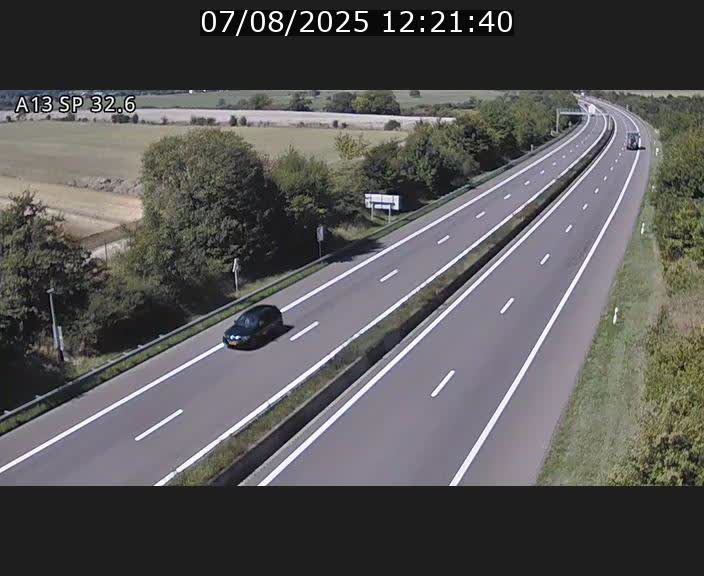 Webcam info trafic A13 à hauteur de Mondorf-les-bains. Vue orientée vers Altwies
