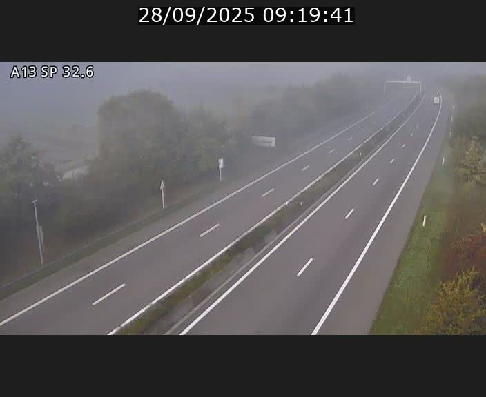 Webcam info trafic A13 à hauteur de Mondorf-les-bains. Vue orientée vers Altwies
