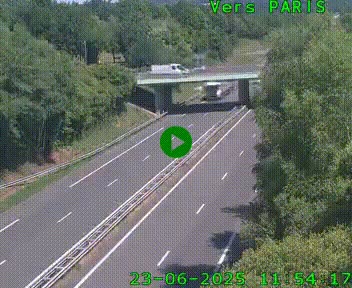 Caméra routière sur l'autoroute A20 au nord de Limoges, à la jonction avec la N520. Vue orientée vers Paris