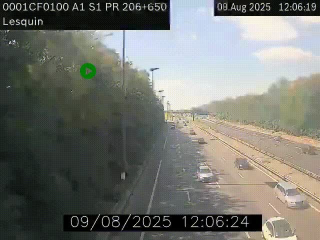 Webcam autoroute A1 à hauteur de Lesquin. Vue orientée vers Lille