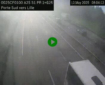 Webcam autoroute A25 sur le périphérique de Lille à hauteur de Lille-Sud et la sortie 3 Faches-Thumesnil. Vue orientée vers Lille-Centre.