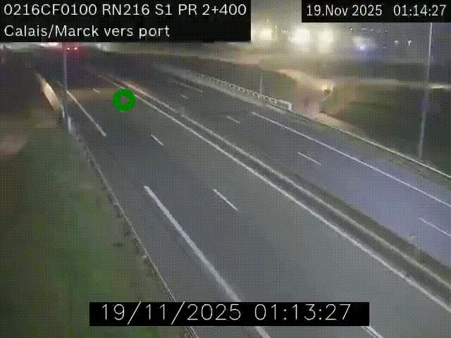 Webcam à Calais sur A216 (N216) en direction du port (harbour) de Calais.