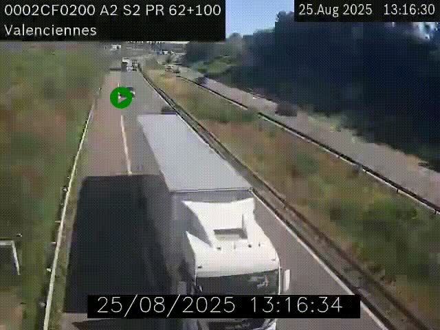 Webcam autoroute A2 à Valenciennes. Vue orientée vers Maubeuge et Mons (Belgique)