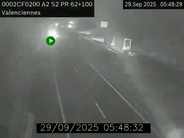Webcam autoroute A2 à Valenciennes. Vue orientée vers Maubeuge et Mons (Belgique)
