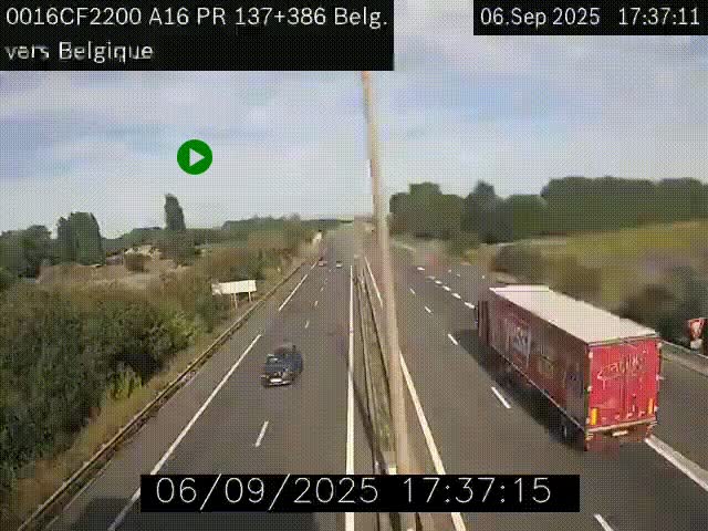 Webcam à la frontière franco-belge au niveau de Bray-Dunes/De-Panne sur l'autoroute A16. Vue orientée vers la Belgique