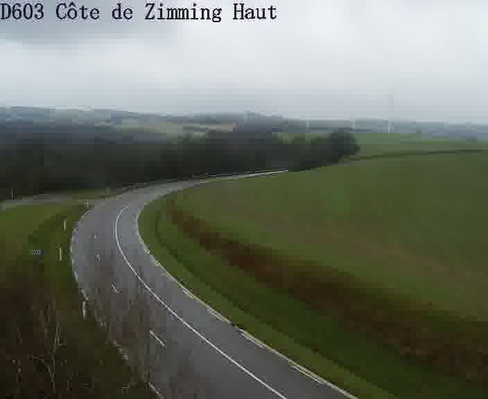 Webcam sur la D603 située en haut de la Côte de Zimming. Vue orientée vers Saint-Avold.