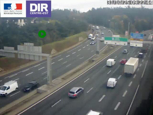 Caméra de circulation routière sur le boulevard périphérique Laurent Bonnevay de Lyon (D383) à hauteur de Bron, avant la jonction avec l'A43. Vue orientée vers l'échangeur