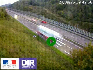 Webcam au niveau du col de Bois Clair à hauteur de Cluny sur la N79. Vue orientée vers Mâcon