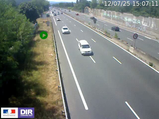 Webcam à Bron sur l'A43 à la jonction avec le boulevard périphérique de Lyon (D383). Vue orientée vers Lyon
