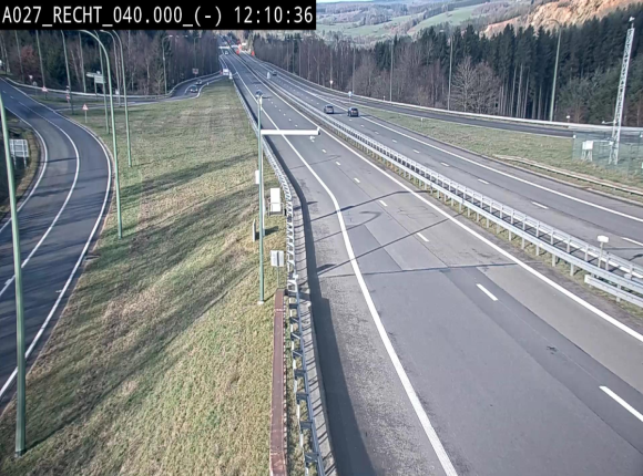 Webcam A27/E42 à hauteur de la sortie 13 Recht à proximité de Malmedy. Vue orientée vers Malmedy et Liège