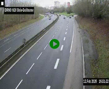 Webcam routière à hauteur de Bois-Guillaume en périphérie de Rouen. Vue orientée vers Rouen