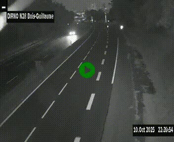 Webcam routière à hauteur de Bois-Guillaume en périphérie de Rouen. Vue orientée vers Rouen