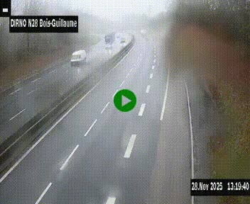 Webcam routière à hauteur de Bois-Guillaume en périphérie de Rouen. Vue orientée vers Rouen