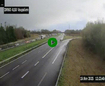 Webcam autoroute A150 à hauteur de La Vaupalière en périphérie de Rouen. Vue orientée vers Rouen