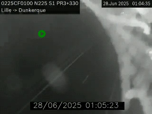Webcam autoroute A25 (N225) à hauteur de Bergues (Bierne). Vue orientée vers Dunkerque.