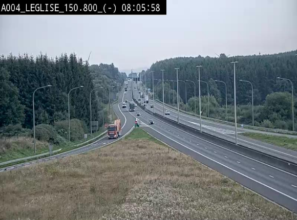 Webcam E411 dans la Côte de Léglise. Vue orientée vers Bruxelles