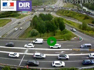 Webcam traffic à Grenoble-sud sur l'autoroute A480. Vue orientée vers l'entrée et la sortie de Grenoble