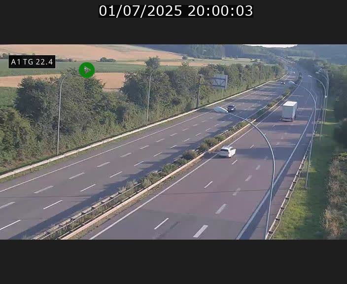 Traffic live webcam Luxembourg Flaxweiler - A1 direction Luxembourg - BK 22.4