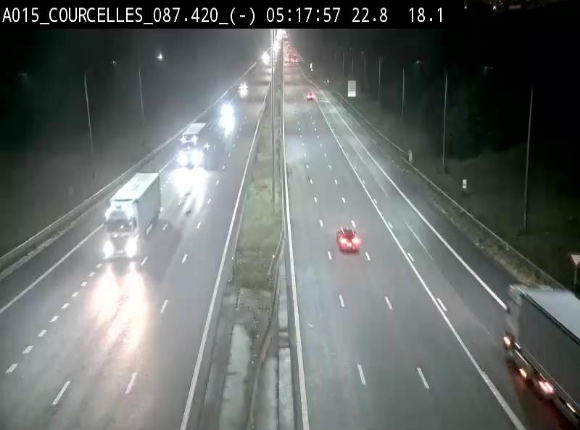 Webcam autoroute Belgique - Viesville - E42 direction Mons - BK 84.35