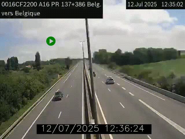 Webcam à la frontière franco-belge au niveau de Bray-Dunes/De-Panne sur l'autoroute A16. Vue orientée vers la Belgique