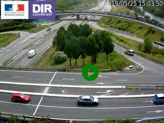 Webcam traffic à Grenoble-sud sur l'autoroute A480. Vue orientée vers l'entrée et la sortie de Grenoble
