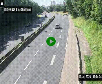 Webcam routière à hauteur de Bois-Guillaume en périphérie de Rouen. Vue orientée vers Rouen