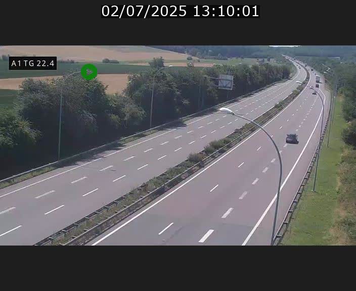Traffic live webcam Luxembourg Flaxweiler - A1 direction Luxembourg - BK 22.4