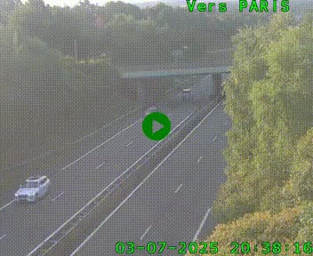Caméra routière sur l'autoroute A20 au nord de Limoges, à la jonction avec la N520. Vue orientée vers Paris