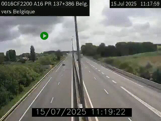 Webcam à la frontière franco-belge au niveau de Bray-Dunes/De-Panne sur l'autoroute A16. Vue orientée vers la Belgique