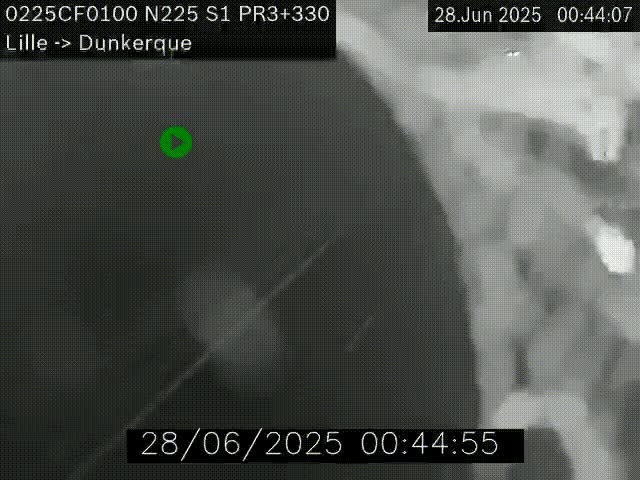 Webcam autoroute A25 (N225) à hauteur de Bergues (Bierne). Vue orientée vers Dunkerque.